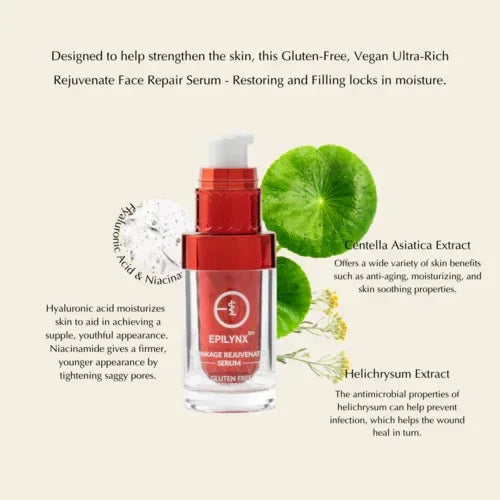 NO Nonsense Glow Serum bottle with key ingredients and benefits including hyaluronic acid, centella asiatica, and helichrysum extract.